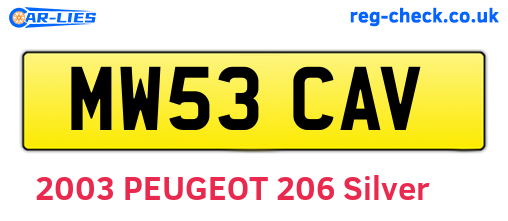 MW53CAV are the vehicle registration plates.