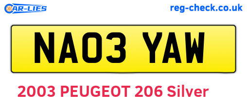 NA03YAW are the vehicle registration plates.