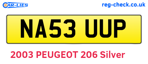 NA53UUP are the vehicle registration plates.