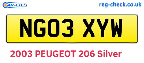NG03XYW are the vehicle registration plates.