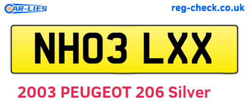 NH03LXX are the vehicle registration plates.