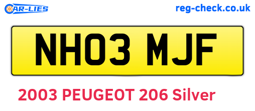 NH03MJF are the vehicle registration plates.