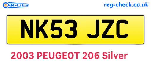 NK53JZC are the vehicle registration plates.