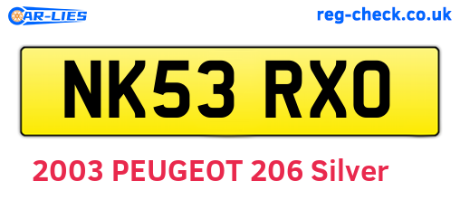 NK53RXO are the vehicle registration plates.