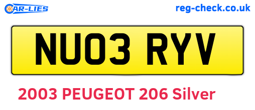 NU03RYV are the vehicle registration plates.
