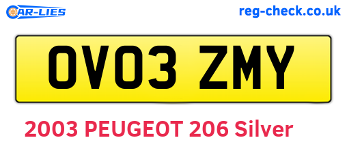 OV03ZMY are the vehicle registration plates.