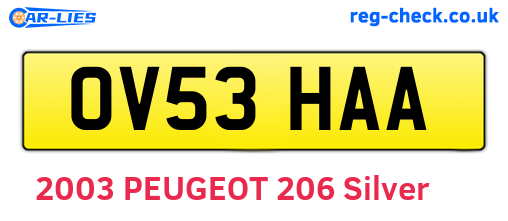 OV53HAA are the vehicle registration plates.