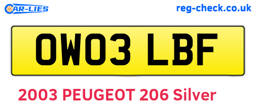 OW03LBF are the vehicle registration plates.