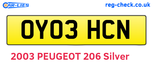OY03HCN are the vehicle registration plates.