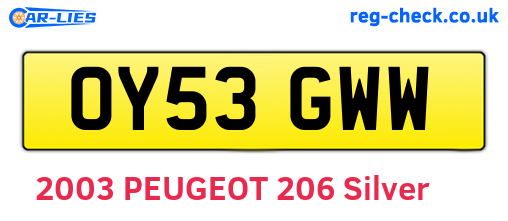 OY53GWW are the vehicle registration plates.