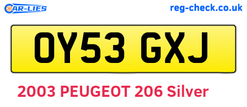 OY53GXJ are the vehicle registration plates.