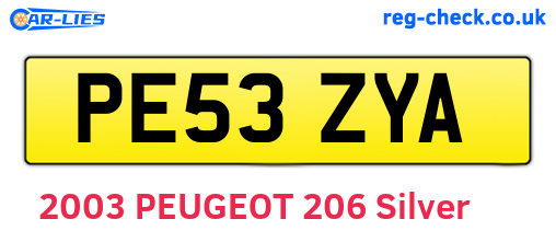 PE53ZYA are the vehicle registration plates.