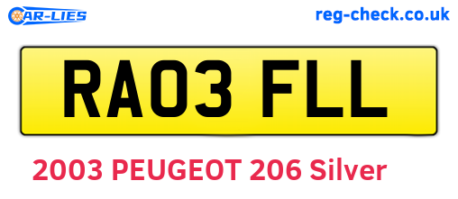 RA03FLL are the vehicle registration plates.