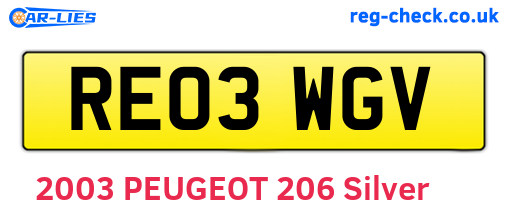 RE03WGV are the vehicle registration plates.