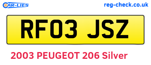 RF03JSZ are the vehicle registration plates.