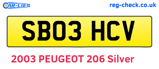SB03HCV are the vehicle registration plates.