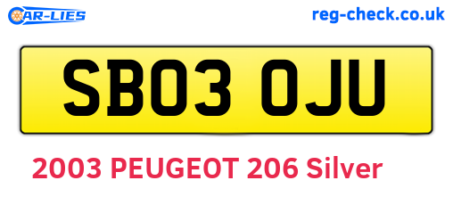SB03OJU are the vehicle registration plates.