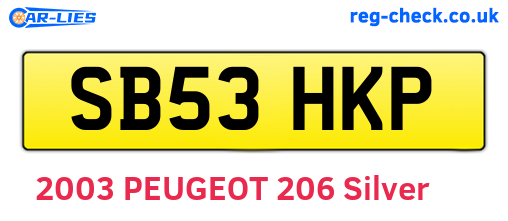 SB53HKP are the vehicle registration plates.