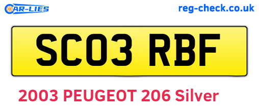 SC03RBF are the vehicle registration plates.