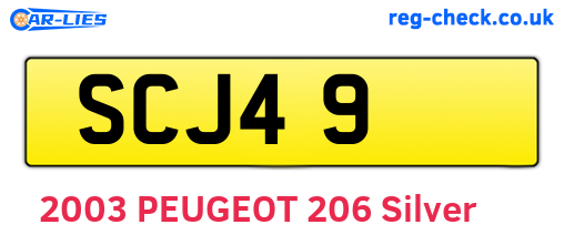 SCJ49 are the vehicle registration plates.