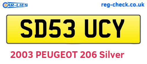 SD53UCY are the vehicle registration plates.
