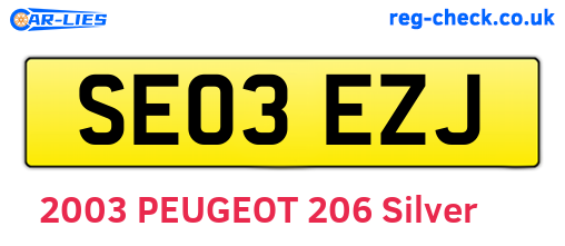 SE03EZJ are the vehicle registration plates.