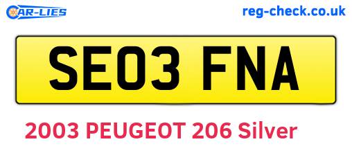 SE03FNA are the vehicle registration plates.