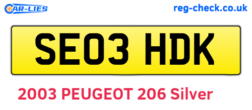 SE03HDK are the vehicle registration plates.
