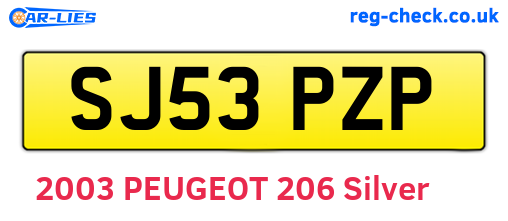 SJ53PZP are the vehicle registration plates.