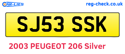 SJ53SSK are the vehicle registration plates.