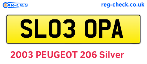 SL03OPA are the vehicle registration plates.