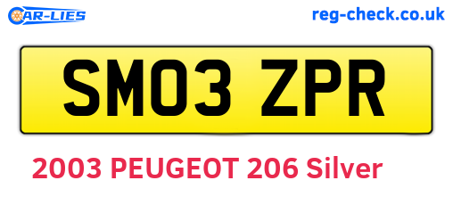 SM03ZPR are the vehicle registration plates.