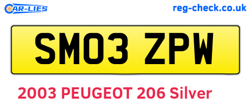 SM03ZPW are the vehicle registration plates.