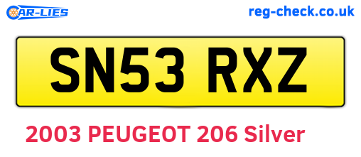 SN53RXZ are the vehicle registration plates.