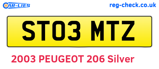 ST03MTZ are the vehicle registration plates.