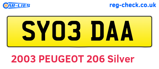 SY03DAA are the vehicle registration plates.