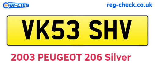 VK53SHV are the vehicle registration plates.