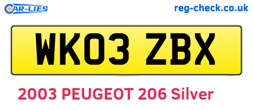 WK03ZBX are the vehicle registration plates.