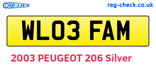 WL03FAM are the vehicle registration plates.