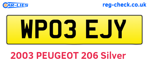 WP03EJY are the vehicle registration plates.