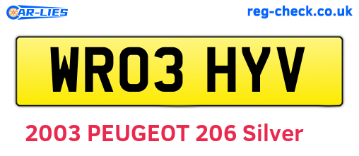 WR03HYV are the vehicle registration plates.