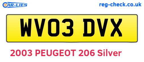 WV03DVX are the vehicle registration plates.