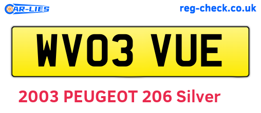 WV03VUE are the vehicle registration plates.