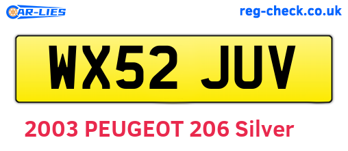 WX52JUV are the vehicle registration plates.