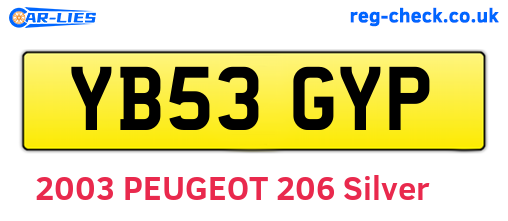 YB53GYP are the vehicle registration plates.