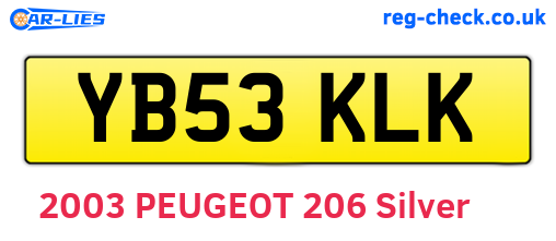 YB53KLK are the vehicle registration plates.