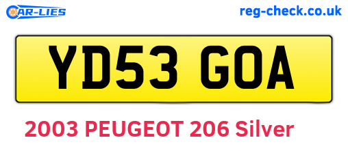 YD53GOA are the vehicle registration plates.