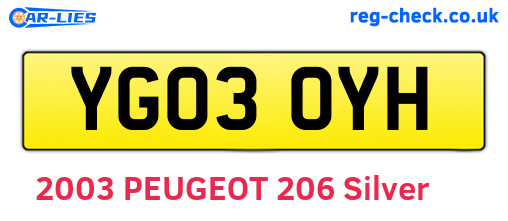 YG03OYH are the vehicle registration plates.
