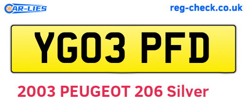 YG03PFD are the vehicle registration plates.