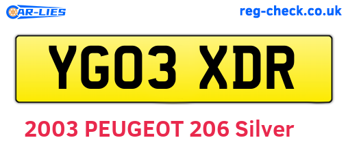 YG03XDR are the vehicle registration plates.